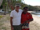 Phil with local welcoming committee at Waya Island