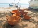 Clay pots at Brooker Island being loaded onto Hex to go to market at Misama Island