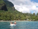 Phil, John and Meredith at our Opunohu anchorage, Moorea