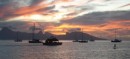 Sunset over Moorea from our anchorage near Marina Taina, Papeete, Tahiti