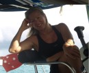 Kristina relaxing at the helm