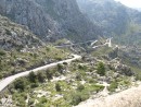 this switchback road proved interesting when we had to pass numerous tourist buses going to Cala Codolar
