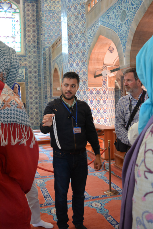 Tas, our guide: Explaining how the prayer beads work, ones for the mosque and ones for oustide the mosque