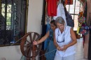 They said I could be hired!!!  Using the loom to spin the wool