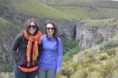 View of a beautiful gorge on our way - Alia and Emma look cold - it really was cold!!!