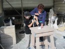 Leo gets some help w/ his sculpture