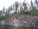 Transitting the Saimaa Canal in Eastern Finland. Some of these cliffs have "street lights".