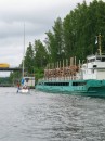 Pulp wood being transported thru Saimaa Canal