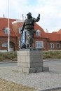 Fisherman statue at harbor in Skagen