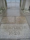 Plymouth stone at waterfront marking departure point of the Mayflower