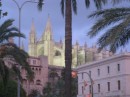 The floodlit Palma cathedral at 1930.