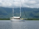 Lorelei at anchor, Western end of Lago Izabal