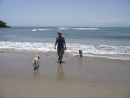 Gary and pups on the beachside of Punta Sal