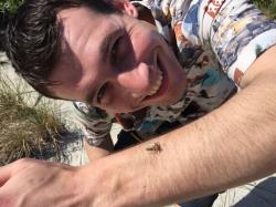 Jacob with a hermit crab: This little friend was found along the beach (the crab, not Jacob)