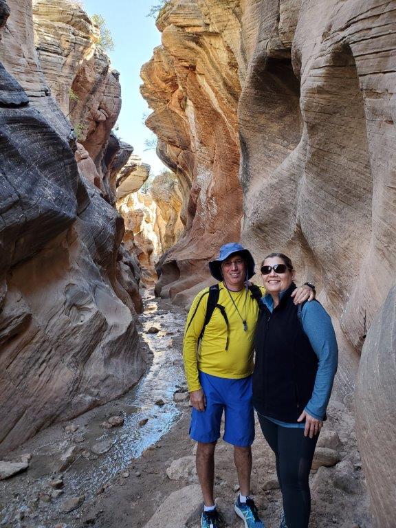 Bob and Alexi hiking: This was taken at the floor of Willis Creek Slot Canyon