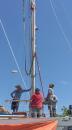 Pulling the main mast: The crew handling the lift here, from left to right, is Sergio, Gustavo, and Rick.