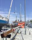Pulling the mizzen: The main mast has been laid down and they