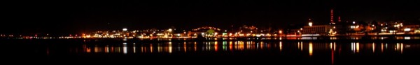 The night time view of La Paz's malecon
