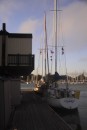 Mabrouka tied up at the dock of her gracious hosts, Berkeley Yacht Club.