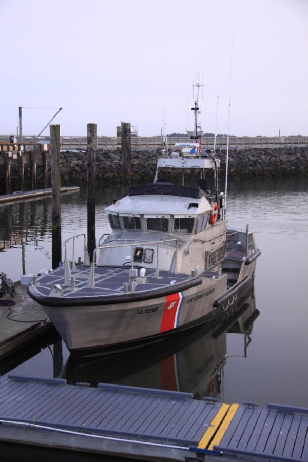 Our real welcoming committee was this USCG motor lifeboat that came out to escort us in through the fog.