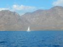 Sailboat sailing along the Sierra Gigantes