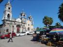 Churches by plaza in San Blas