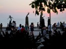folks enjoying the sunset on the Malecon