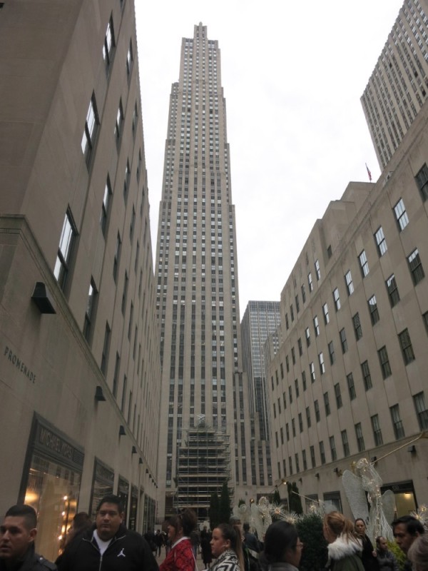 View of the main building of Rockefeller Center from street level
