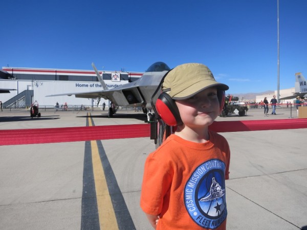 Parker at the Air Nation Show at Nellis Air Force Base outside of Las Vegas