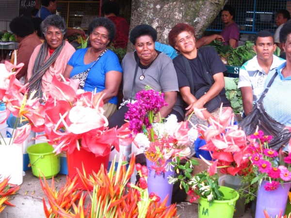 These Fijian women love their flowers.  They say "Bula"