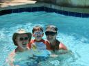 Poppy, Parker and Jacquelyn in the pool at the Marriot