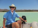 The dinghy captain takes us to shore