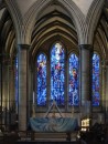 Beautiful blue stained glass windows for morning light