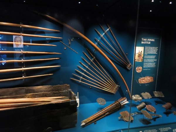 Actual bows and arrows found on the ship and preserved as the only examples of these 16th century weapons anywhere