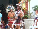 Native dancers on the church steps
