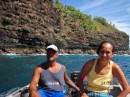 Jean Baptiste and his wife Edith take us by boat to Amoa