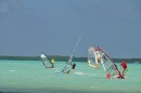 Windsurfing at Lac Bay on the East coast of Bonaire. Its a great place to people watch, enjoy a cold beer and eat barbecued spareribs for lunch. A full rack of ribs only cost $7.00