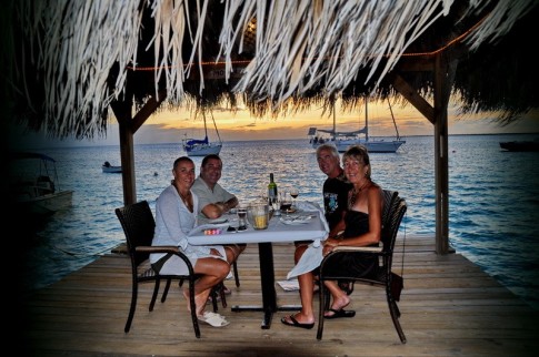 Sunset dining with our friends, Ken and Gisela on our last night in Bonaire