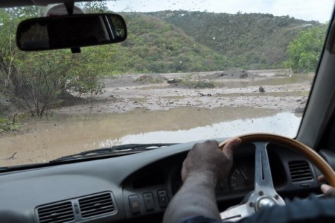 Our fearless taxi driver took us to this Lahar and ended up damaging his steering because he drove through a flooded road