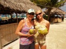 Laurie and Erika with rum coconuts