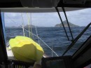 Approaching the entrance to Port stephens. Cabbage Tree Island on right and Boondelbah Island to the left.