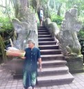 A hindu comes to pray at the Holy Bathing Temple in the sacred Monkey Forest. Ubud. 2-10-13