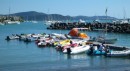 Tender jam. This is the pontoon at Whitsunday Sailing Club during race week. At times dinghys were stacked five deep and getting in and out required a wide variety of rope and balancing skills! 18-8-12