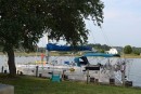 Boat tied up at Bell Isle Marina in Hampton, VA.
