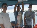 The second fish that John has caught during the entire sailing trip which was a Mutton Snapper caught off the back of the boat.