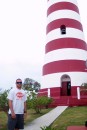 Owen in front of the lighthouse in Hope Town.