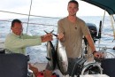 Dad and Evan with their Black Fin Tuna catch.