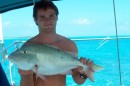 Owen caught a Mutton Snapper just outside of Barraterre, Exuma.