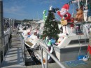 Power boaters have a tradition we thought was pretty cool.  They celebrate seasonal holidays during the summer.  This week end was Christmas and New Years.  Some boaters really dressed up and got in the spirit.  Good clean fun for all.