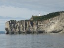 Cap Gaspe as we approached from the north.  You can see the lighthouse 1,000 feet above the water.